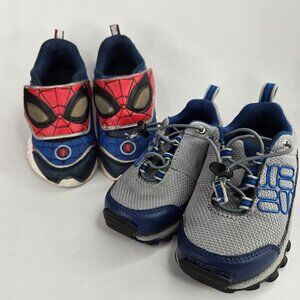 2 Pairs of Toddler Play Shoes Sneakers Spiderman and Columbia